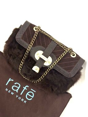 Rafe New York Crossbody in Brown Suede, Leather & Faux Fur with Dustbag